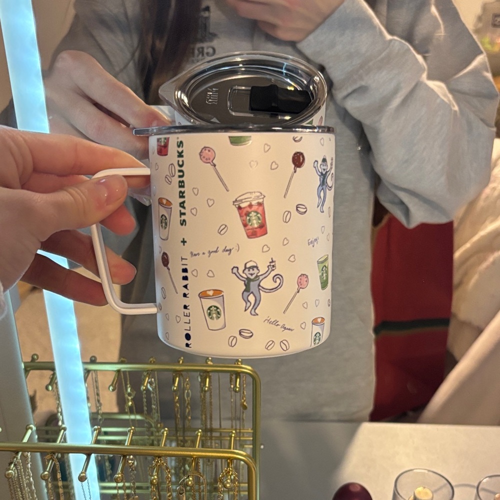 BRAND NEW Starbucks x Roller Rabbit white Travel Mug